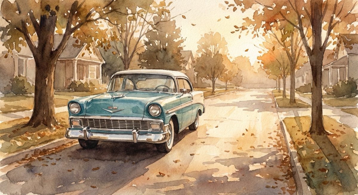 Watercolor of a 1956 Chevrolet Bel Air