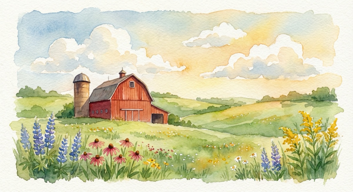 Watercolor of Wisconsin countryside